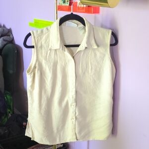 Liz Claiborne Cream Button Down Tank Top